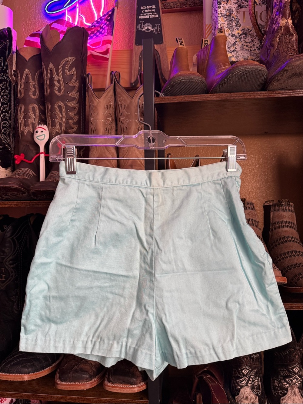 1950s powder blue high waisted shorts shorts